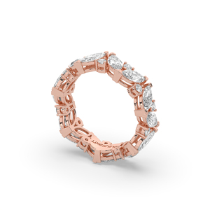 Anillo de Diamantes Creados en Laboratorio, Diseño Único, 3.22 Quilates, Corte Redondo y Marquesa, Oro de 14K/10K, Diseño Ligero, Anillo de Boda, Regalo de Aniversario - Product Image 5