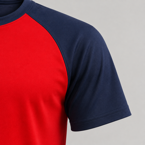 T-shirt personnalisé pour homme à manches courtes raglan contrastées, col rond, 100 % coton uni, décontracté, OEM, vente en gros, sérigraphié - Product Image 4