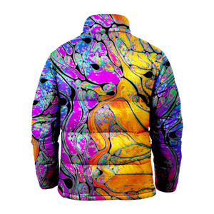 Chaqueta Acolchada para Hombre con Cuello Alto y Cierre de Cremallera, Color Degradado, Cortavientos, Informal, para Invierno, Corte Regular, Relleno de Poliéster - Product Image 3