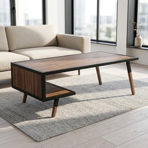 Mesa de Centro Moderna de Madera, Diseño de Mediados de Siglo, Estante de Almacenamiento, Muebles para Sala de Estar - Product Image 5