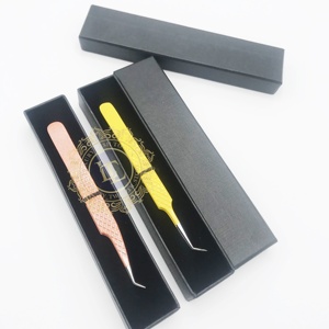 Pince à épiler en acier inoxydable de marque privée pour l'extension des cils 45 degrés argent 35 degrés revêtement de poudre de paillettes d'argent Orange pointu - Product Image 6