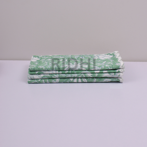 Serviettes de table en coton brodées, imprimées à la main, motif floral vert menthe, pour mariage, hôtel, vente en gros Ridhi - Product Image 5