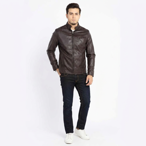 Veste en cuir de vache noir pour homme, 100% de haute qualité, confortable, respirante, hiver, manches longues, col montant, streetwear, garniture en fourrure - Product Image 6