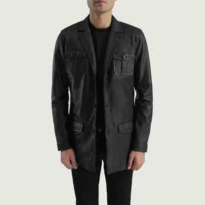 Best Quality Genuine Leather Men's Traditional <b>Jacket</b> with Stand Collar Winter Ready Tanned Leather - Product Image 5