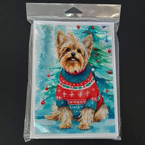 Yorkshire Terrier Yorkie Whimsical A7 Tarjetas de felicitación de Navidad Pack 8 Tarjetas de nota en blanco con sobres Tamaño 5x7 - Product Image 3