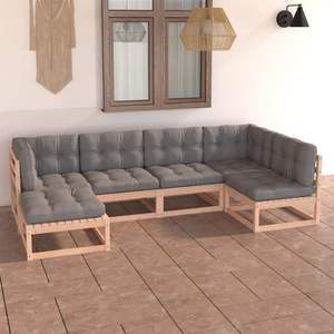 Ensemble de salon de jardin modulaire moyen en pin massif - Product Image 1