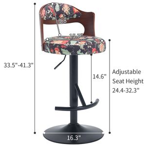 Tabourets de bar pivotants réglables marron 2pcs avec dossier en bois massif pour comptoir de cuisine et salle à manger - Product Image 5