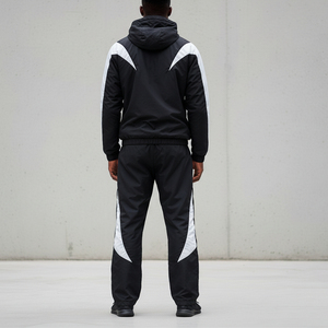 Survêtements en coton ample OEM avec logo personnalisé, ensemble 2 pièces en nylon imprimé bicolore pour l'hiver - Product Image 5