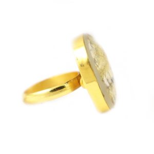Anillo de latón chapado en oro de 22 quilates con turmalina de doble capa y lámina de oro, de forma elegante y a la moda, para mujer, venta al por mayor. - Product Image 2