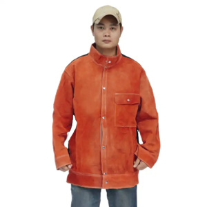 High Performance Heavy Duty Cowhide Split Leather Welding <b>Jacket</b> Reflective Safety Body Protection Construction <b>Workers</b> Welders - Product Image 6