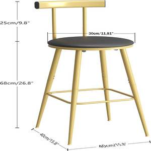 Bar <b>Stools</b>, Set of 2 High Kitchen Barstools, Bar Chairs With Backrest and Footrest, Counter <b>Stools</b> with PU Soft seat Car Chairs - Product Image 5