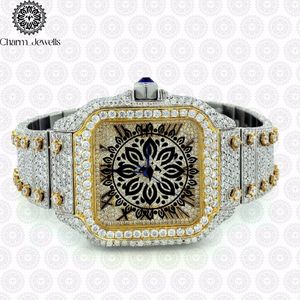 Charm_Jewells Luxury Square Analog Quartz <b>Watch</b> Stainless Steel <b>Diamond</b> Encrusted Band 38mm Unisex Folding Clasp - Product Image 1