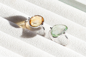 Natural Citrine and Green Amethyst <b>Ring</b> <b>Set</b> 925 <b>Sterling</b> <b>Silver</b> Minimalist Stackable Gemstone Jewelry Handcrafted Dainty <b>Rings</b> - Product Image 4