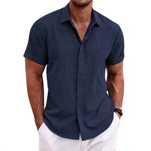 Camiseta de Hombre OEM 2026, Nueva Llegada, Personalizada, Verano, Casual, Moda, Color Sólido, Algodón y Lino, Cuello en V, Estilo Retro - Product Image 5