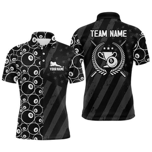 ชุดเสื้อโปโลสนุกเกอร์ชายพิมพ์ลายตามสั่ง ระบายอากาศ แห้งเร็ว ผลิตจากโพลีเอสเตอร์ 100% พร้อมดีไซน์ปรับแต่งได้สำหรับเสื้อทีม - Product Image 1