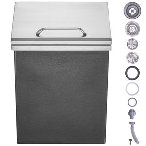 Contenitore per Ghiaccio Commerciale 14"L X 12"W X 18"H 40qt in Acciaio Inox con Coperchio a Cerniera per Cucine all'Aperto - Product Image 1