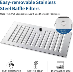 Hotte de cuisine encastrable en acier inoxydable de 30 pouces 600 CFM - Product Image 6