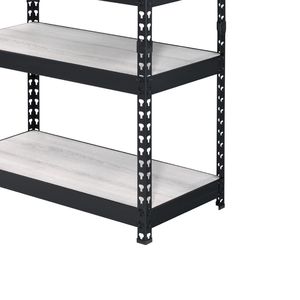 Libreria rettangolare a 4 ripiani, naturale e nera, con ripiani regolabili - Product Image 5