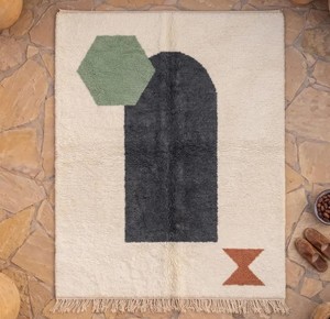 Tapis berbères marocains faits à la main en laine 100% Ait |   Tapis Beni Ourain noués à la main |   Tapis tribal shaggy bohème à poils moyens épais - Product Image 5