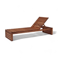 Chaise longue en teck massif durable et moderne, résistante aux UV, écologique, pour hôtel, extérieur, plage, parc, villa