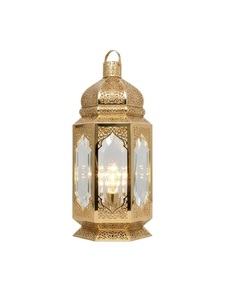 Handmade <b>Brass</b> Moroccan <b>Lantern</b> With Colored Glass Panels For Home Decoration - Product Image 2