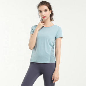 Women's Short Sleeve Plain Dyed Cotton Streetwear Sports <b>Top</b> High Quality Quick Dry Breathable & <b>Sweat</b> Wicking - Product Image 2