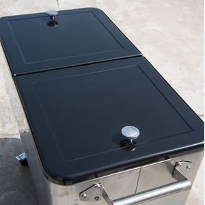 80 QT Silver Cooling Bin Rolling Ice Chest with Wheels Outdoor <b>Stand</b>-Up <b>Drink</b> Cooler Cart for Parties - Product Image 2