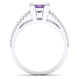 Anillo de compromiso de plata de ley 925 con amatista y moissanita de claridad VVS, precio mayorista REYES, para mujer - Product Image 4