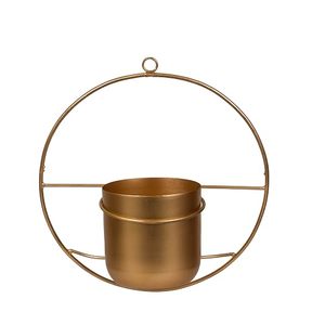 Jardinière murale circulaire en métal plaqué or, pot de fleurs suspendu minimaliste pour plantes vertes, design moderne - Product Image 3