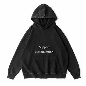 Sudadera con Capucha Negra para Hombre, 100% Algodón, Impermeable, Felpa Francesa Lavada, Personalización con Estampado Frontal, Ropa de Invierno - Product Image 1