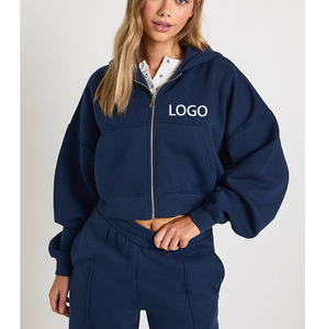 Modest Lady Double Layer Zipper Hood Jacket Reversible Fleece Line Heavyweight Loose Fit <b>Waffle</b> Thermal Hoodie - Product Image 3