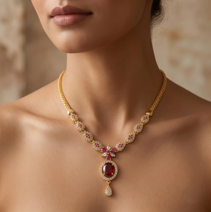 Divyoro Classic <b>Copper</b> Gold Plated Adjustable Length Oval Pendant Necklace Flower Design Women's Wedding Jewelry - Product Image 3