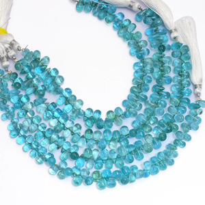 Cuentas de Apatita Celestial AAA+ de 7mm-10mm, Cuentas Briolette Lisas en Forma de Lágrima, Apatita Celestial Azul Natural, Piedras Preciosas Semipreciosas para Joyería - Product Image 1