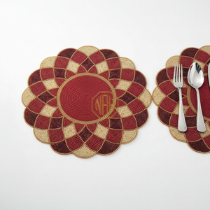 Manteles Individuales de Satén Bordados con Cuentas de Lujo, Hechos a Mano, para Decoración de Mesas de Hoteles y Restaurantes, Exportación - Product Image 5