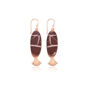 ต่างหูห้อยประดับพลอยมาลิงก้าเคลือบทองคำสีกุหลาบ งานแฮนด์เมดทันสมัยสำหรับผู้หญิง ต่างหูแฟชั่น เครื่องประดับทองเหลือง - Product Image 1