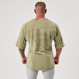 T-shirt Oversize Personnalisé pour Homme, Coton Lourd Délavé à l'Acide, Épaules Tombantes, Style Streetwear, Fitness, Musculation - Product Image 3