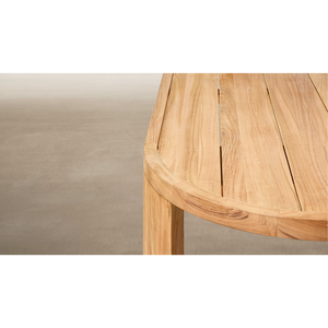 Table de salle à manger d'extérieur moderne en teck massif avec chaises rembourrées, finition naturelle, meubles durables pour jardin, patio, terrasse - Product Image 6
