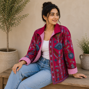 Abrigo de Invierno para Mujer, Hecho a Mano, Bordado, Tejido, Acolchado, de Algodón, con Estampado Floral, Manga Larga, Estilo Casual, Boho, Vintage, Personalizado, OEM, ODM - Product Image 4
