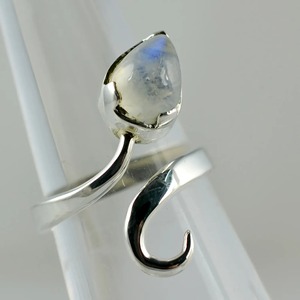 Rainbow <b>Moonstone</b> <b>Ring</b> 925 Sterling Silver Handmade Statement Promise <b>Ring</b> for Women Boho Pear June Birthstone Jewelry - Product Image 3