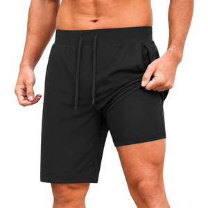 Custom Men's 2 in 1 Compression <b>Running</b> <b>Shorts</b> Quick Dry Gym Fitness Training Athletic Sports <b>Shorts</b> <b>with</b> <b>Phone</b> <b>Pocket</b> - Product Image 5