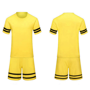 Conjunto de camiseta de fútbol amarilla de manga corta, cuello redondo, poliéster transpirable, unisex, para adultos, de secado rápido, corte ajustado, uniforme de fútbol. - Product Image 1