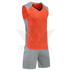 Conjunto de Camiseta de Fútbol Personalizada para Hombre, Cuello en V, Sin Mangas, Naranja y Gris, Uniforme Deportivo Transpirable para Entrenamiento - Product Image 5