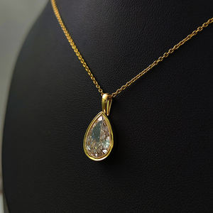 Collier pendentif en diamant de laboratoire taille poire DEF VVS de 3,5 carats, en or blanc massif 14 carats, bijou solitaire en forme de goutte d'eau pour femme - Product Image 2