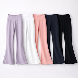 กางเกงขายาวทรงขาบานเอวยางยืดสำหรับผู้หญิง ระบายอากาศได้ดี สวมใส่สบาย เหมาะสำหรับฤดูร้อน สีพื้น ขายส่ง - Product Image 3