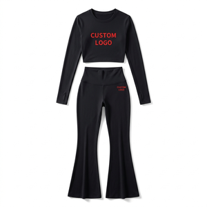 Ensemble de yoga et de fitness deux pièces personnalisé taille haute évasé pour femme 2026 - Product Image 2