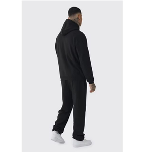 Official Man Men's Black Hooded Tracksuit Full Sleeve Cotton Streetwear Autumn Style With Side Pockets Elastic Waist - Product Image 2