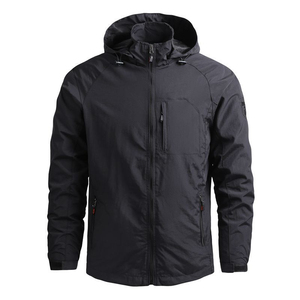 Men's <b>Thin</b> <b>Waterproof</b> Windproof Breathable Plus Size Soft Shell <b>Jacket</b> with Hood Zip Closure Outdoor Hiking Regular Fit Green - Product Image 5