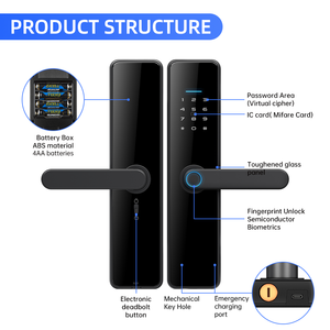 Cerraduras Inteligentes <span class=keywords><strong>de</strong></span> Puerta con Manija <span class=keywords><strong>Digital</strong></span> Eléctrica y Lector <span class=keywords><strong>de</strong></span> Huella, Llaves WiFi, Compatible con Tuya y Ttlock - Product Image 4