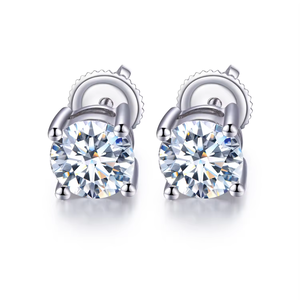 Boucles d'oreilles rondes en or blanc pour femmes, diamants de couleur D, certifiés IGI, style classique de fiançailles - Product Image 4