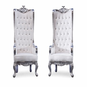 Chaises de trône de mariage élégantes en argent, ensemble de chaises royales personnalisées pour roi et reine, chaises de trône de mariage en bois fabriquées à la main aux États-Unis - Product Image 1